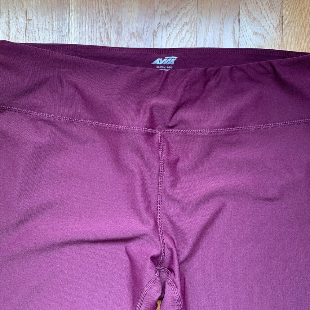 NWOT Avia Leggings Womens XL Maroon Wine and Pink - Picture 2 of 9